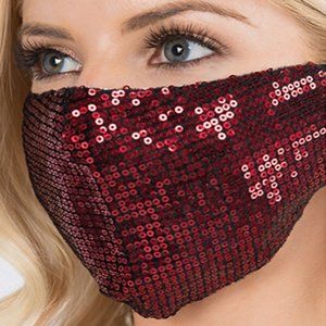 Red Sequin Face Mask